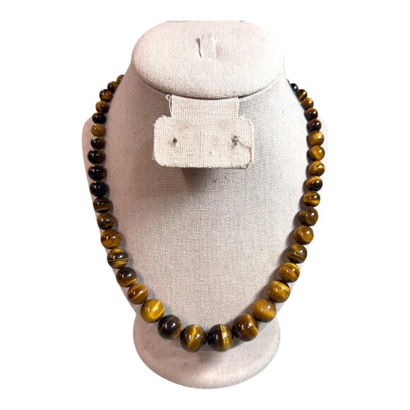 Jay King Tigers Eye Beaded Necklace & Bracelet Set DTR Sterling Silver Clasp Lot - Picture 3 of 14